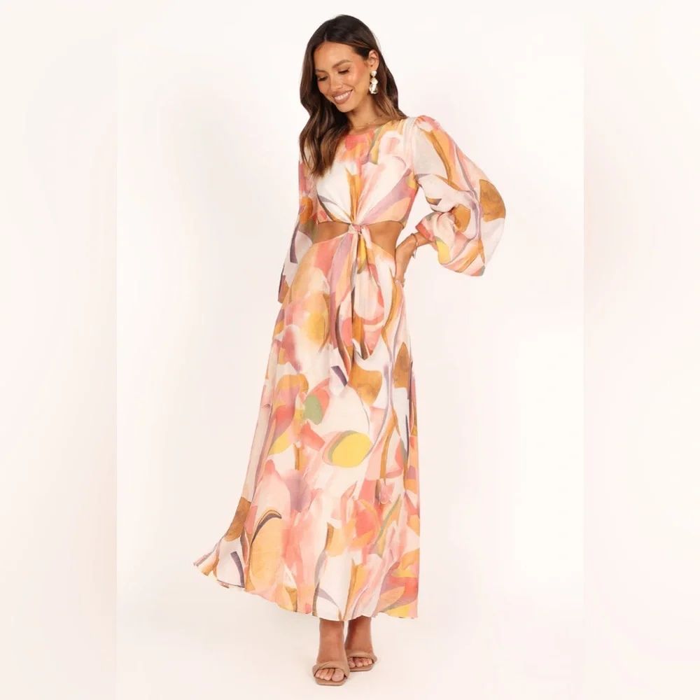 Petal & pup floral cut out long sleeve maxi dress nwot